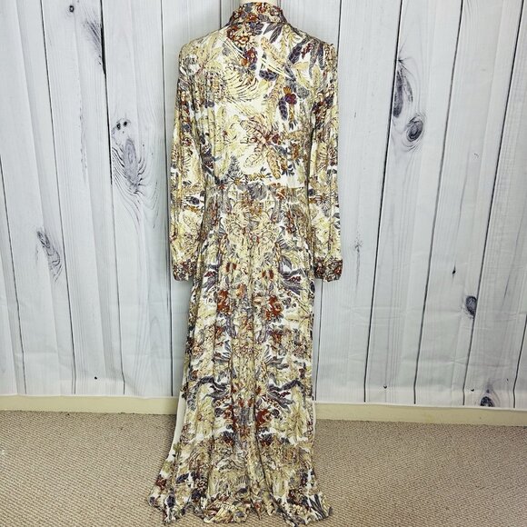 Soft Surroundings Mekness Metallic Floral Maxi Shirt Dress Duster Size S Boho - Picture 11 of 15